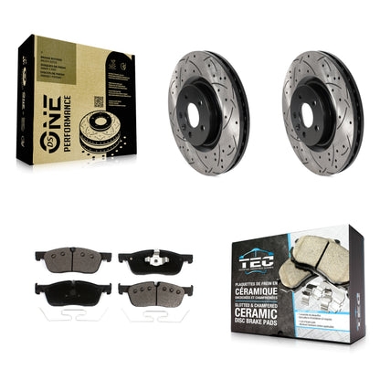 [Avant] Kit de disque (percé rainuré revêtu) et plaquette (céramique) de frein pour Land Rover Discovery Sport Range Evoque Jaguar E-Pace KDT-100989