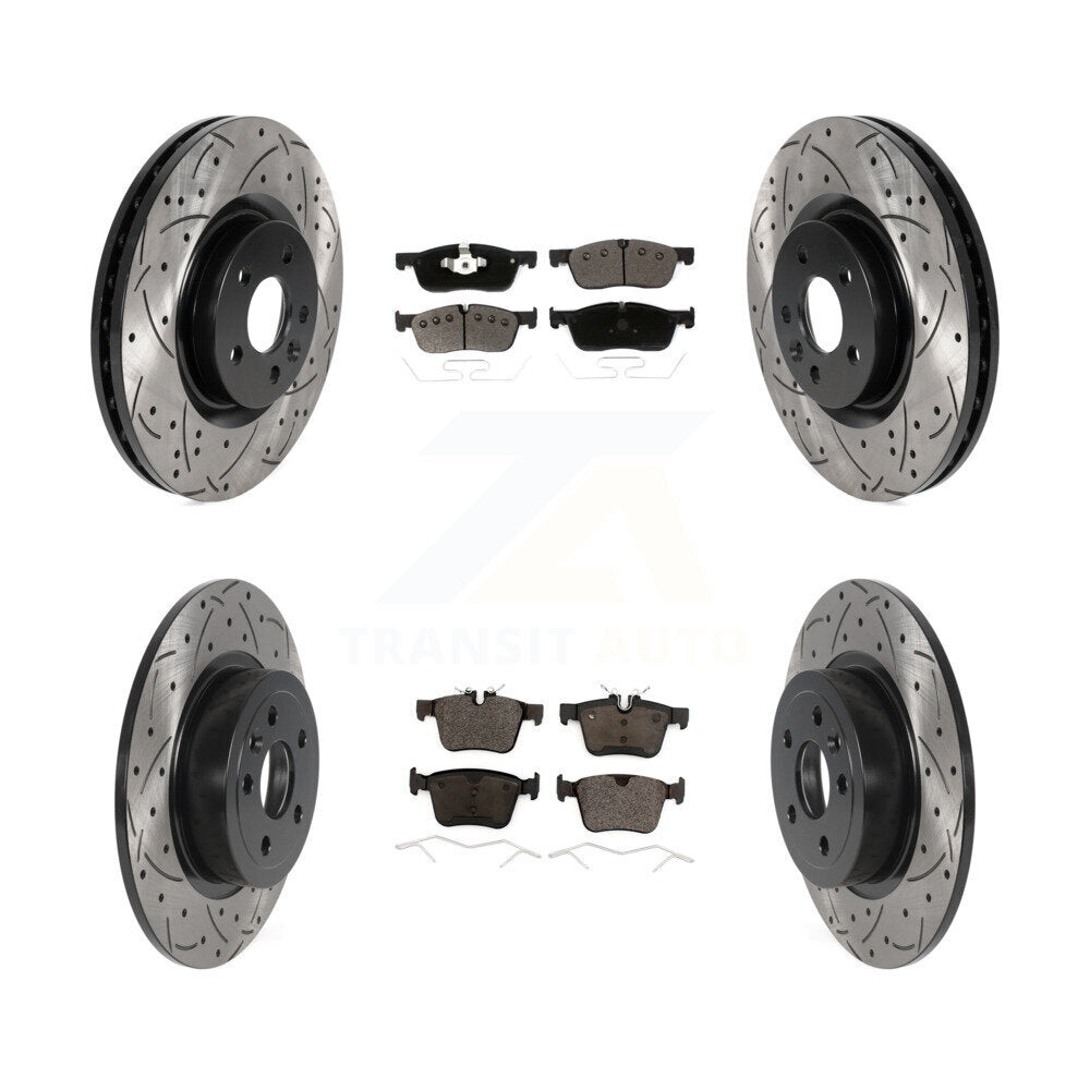 [Avant + Arrière] Kit de disque (percé rainuré revêtu) et plaquette (céramique) de frein pour Land Rover Range Evoque avec 325mm Diameter Rotor KDT-100991