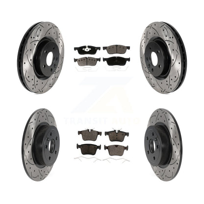 [Avant + Arrière] Kit de disque (percé rainuré revêtu) et plaquette (céramique) de frein pour Land Rover Range Evoque avec 325mm Diameter Rotor KDT-100991