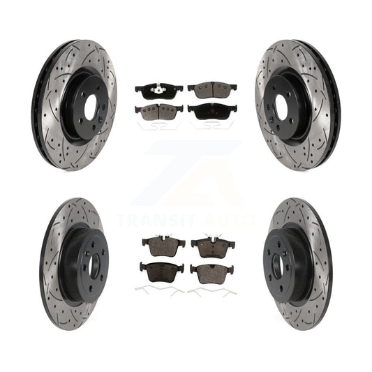 [Avant + Arrière] Kit de disque (percé rainuré revêtu) et plaquette (céramique) de frein pour Land Rover Range Evoque avec 325mm Diameter Rotor KDT-100991