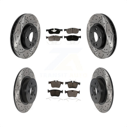 [Avant + Arrière] Kit de disque (percé rainuré revêtu) et plaquette (céramique) de frein pour 2016-2017 Land Rover Range Evoque avec 300mm Diameter Rotor KDT-100992 par Transit Auto