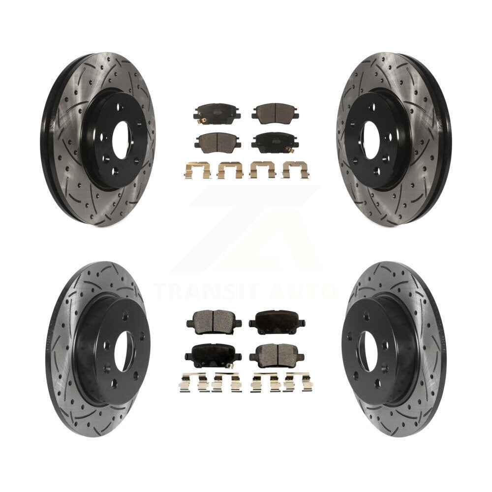 [Avant + Arrière] Kit de disque (percé rainuré revêtu) et plaquette (céramique) de frein pour Chevrolet Cruze Volt Bolt EV EUV KDT-100993