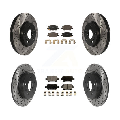 [Avant + Arrière] Kit de disque (percé rainuré revêtu) et plaquette (céramique) de frein pour Chevrolet Cruze Volt Bolt EV EUV KDT-100993