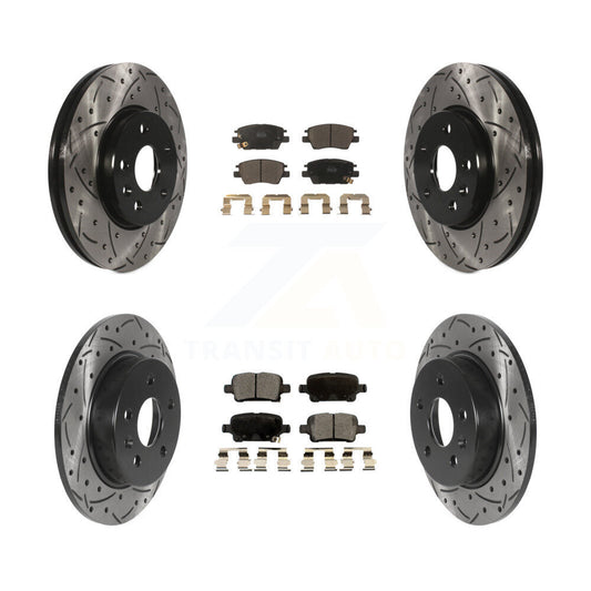 [Avant + Arrière] Kit de disque (percé rainuré revêtu) et plaquette (céramique) de frein pour Chevrolet Cruze Volt Bolt EV EUV KDT-100993