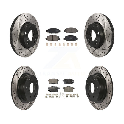 [Avant + Arrière] Kit de disque (percé rainuré revêtu) et plaquette (céramique) de frein pour 2017 Honda Accord LX-S KDT-100994