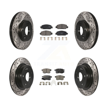 [Avant + Arrière] Kit de disque (percé rainuré revêtu) et plaquette (céramique) de frein pour 2016 Honda Accord LX-S avec 2.4L KDT-100995