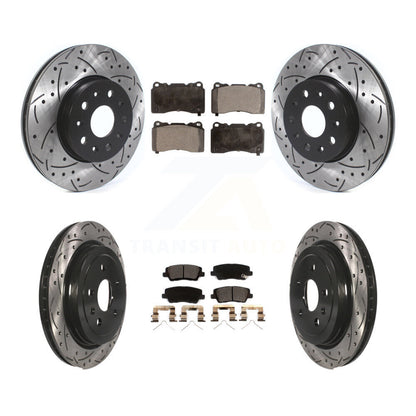 [Avant + Arrière] Kit de disque (percé rainuré revêtu) et plaquette (céramique) de frein pour Cadillac CTS KDT-100998
