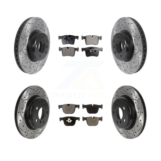 [Avant + Arrière] Kit de disque (percé rainuré revêtu) et plaquette (céramique) de frein pour BMW 435i 335i xDrive GT Gran Coupe sans Blue Painted Calipers KDT-101000 par Transit Auto