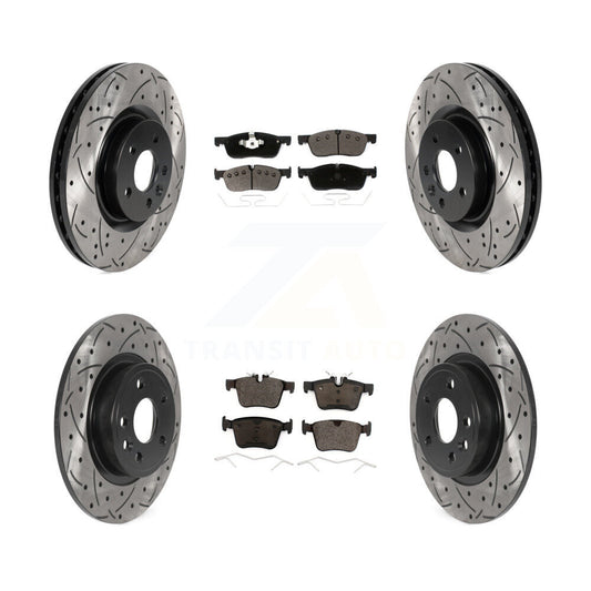 [Avant + Arrière] Kit de disque (percé rainuré revêtu) et plaquette (céramique) de frein pour Land Rover Discovery Sport Jaguar E-Pace KDT-101005