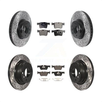 [Avant + Arrière] Kit de disque (percé rainuré revêtu) et plaquette (céramique) de frein pour 2017 BMW 328d avec 340mm Diameter Rotor KDT-101006 par Transit Auto