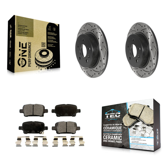 [Arrière] Kit de disque (percé rainuré revêtu) et plaquette (céramique) de frein pour Chevrolet Cruze Volt Bolt EV EUV KDT-101007