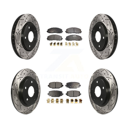 [Avant + Arrière] Kit de disque (percé rainuré revêtu) et plaquette (céramique) de frein pour 2017-2018 Dodge Grand Caravan avec Single Piston Caliper KDT-101009