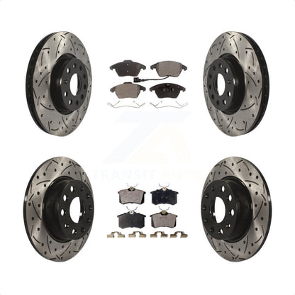 [Avant + Arrière] Kit de disque (percé rainuré revêtu) et plaquette (céramique) de frein pour 2014 Volkswagen Beetle R-Line GSR avec 272mm Diameter Rotor KDT-101010 par Transit Auto