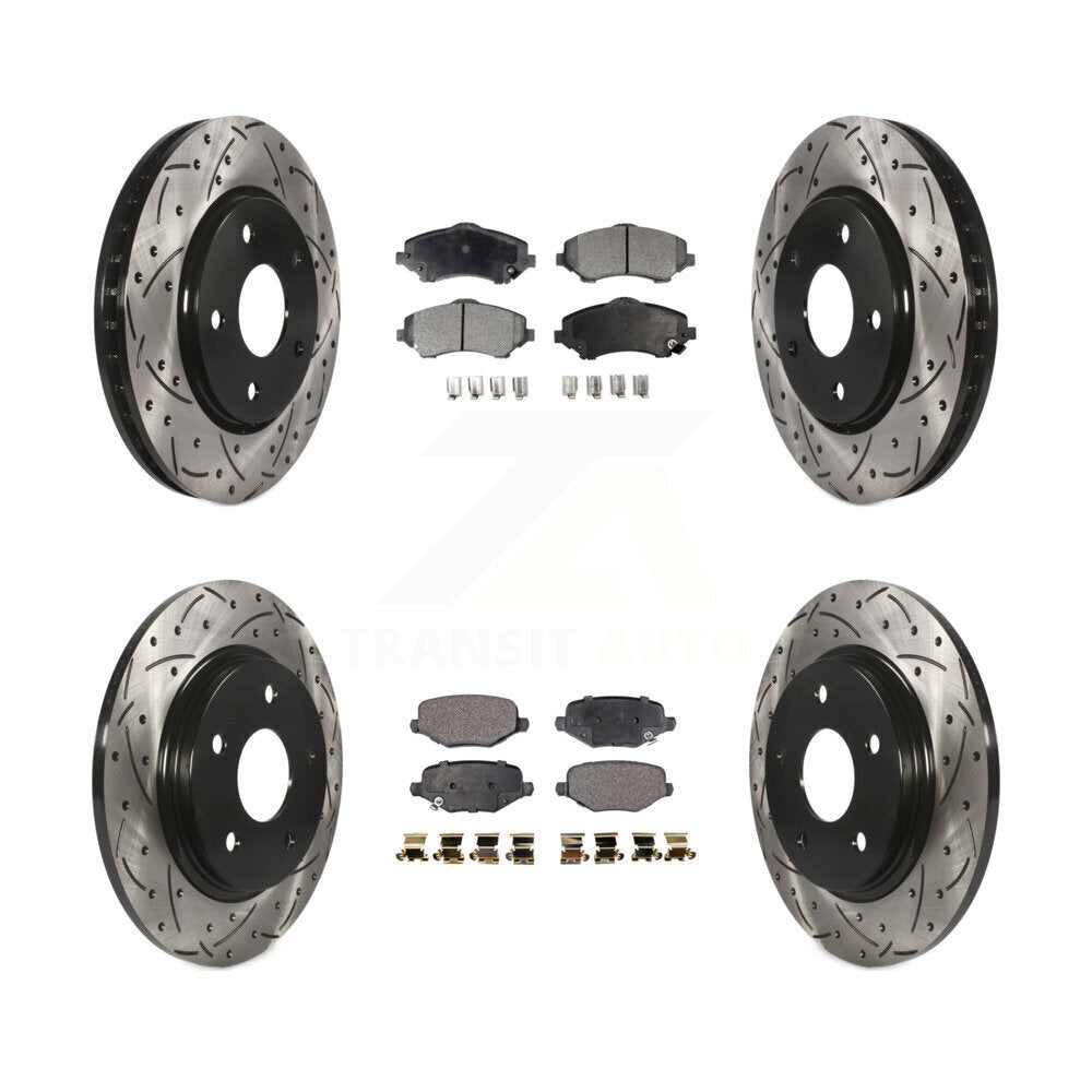[Avant + Arrière] Kit de disque (percé rainuré revêtu) et plaquette (céramique) de frein pour Dodge Grand Caravan Chrysler Town & Country Journey Ram C/V Volkswagen Routan KDT-101012