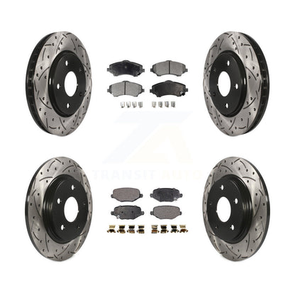 [Avant + Arrière] Kit de disque (percé rainuré revêtu) et plaquette (céramique) de frein pour Dodge Grand Caravan Chrysler Town & Country Journey Ram C/V Volkswagen Routan KDT-101012