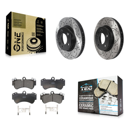 [Avant] Kit de disque (percé rainuré revêtu) et plaquette (céramique) de frein pour Porsche Cayenne Volkswagen Touareg avec 330mm Diameter Rotor KDT-101013