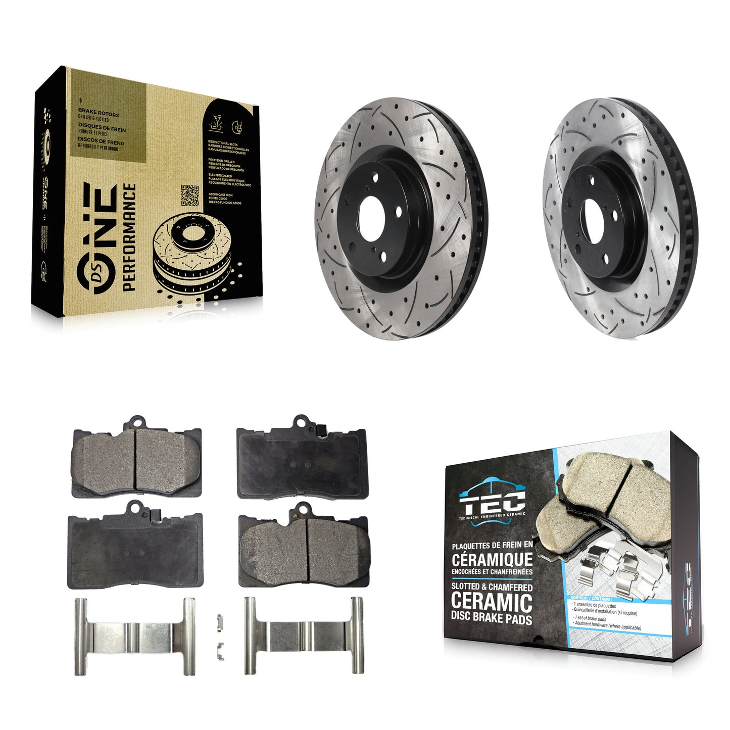 [Avant] Kit de disque (percé rainuré revêtu) et plaquette (céramique) de frein pour Lexus GS350 IS300 IS350 RC350 IS200t RC300 RC200t GS300 GS450h GS200t GS460 KDT-101019