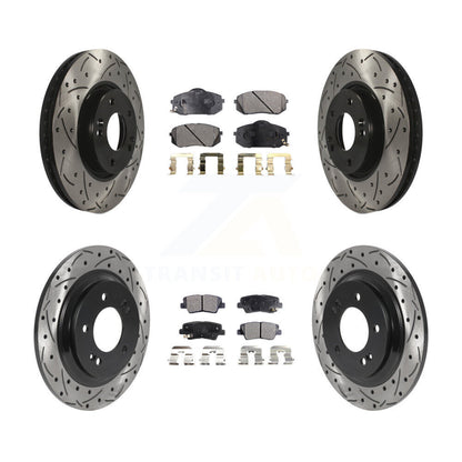 [Avant + Arrière] Kit de disque (percé rainuré revêtu) et plaquette (céramique) de frein pour Kia Soul EV KDT-101048