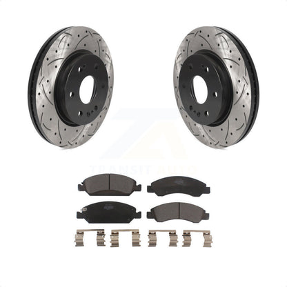 [Avant] Kit de disque (percé rainuré revêtu) et plaquette (céramique) de frein pour 2019 Chevrolet Silverado 1500 LD avec 4 Piston Caliper KDT-101078 par Transit Auto