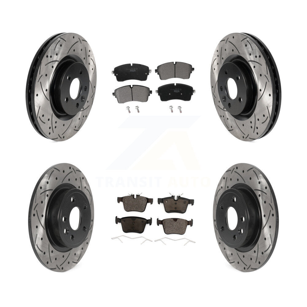 [Avant + Arrière] Kit de disque (percé rainuré revêtu) et plaquette (céramique) de frein pour 2018 Jaguar E-Pace S SE avec 325mm Diameter Rotor KDT-101087