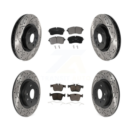 [Avant + Arrière] Kit de disque (percé rainuré revêtu) et plaquette (céramique) de frein pour 2018 Jaguar E-Pace S SE avec 325mm Diameter Rotor KDT-101087