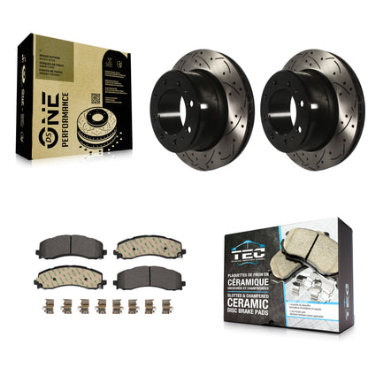 [Arrière] Kit de disque (percé rainuré revêtu) et plaquette (céramique) de frein pour 2019-2022 Ram 2500 3500 KDT-101092