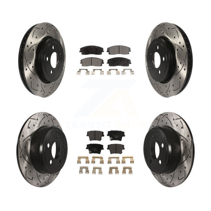 [Avant + Arrière] Kit de disque (percé rainuré revêtu) et plaquette (céramique) de frein pour 2015-2018 Dodge Charger RWD avec 3.6L avec 345mm Diameter Rotor KDT-101097