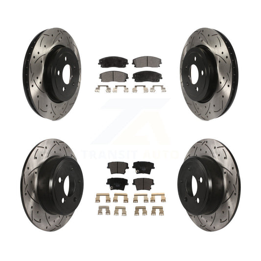 [Avant + Arrière] Kit de disque (percé rainuré revêtu) et plaquette (céramique) de frein pour 2015-2018 Dodge Charger RWD avec 3.6L avec 345mm Diameter Rotor KDT-101097