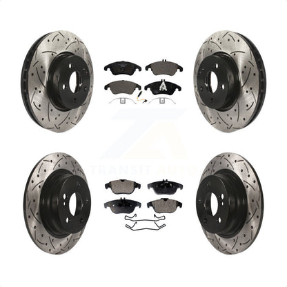 [Avant + Arrière] Kit de disque (percé rainuré revêtu) et plaquette (céramique) de frein pour 2011-2012 Mercedes-Benz C300 avec 322mm Diameter Rotor KDT-101099 par Transit Auto