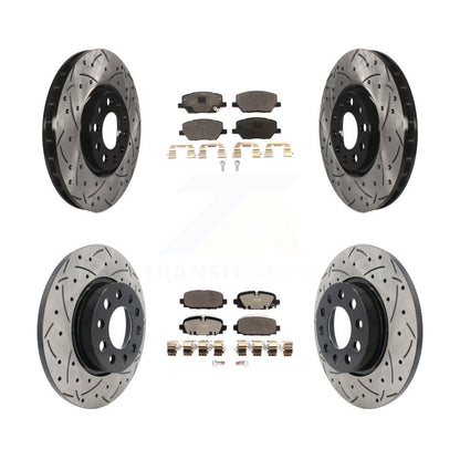 [Avant + Arrière] Kit de disque (percé rainuré revêtu) et plaquette (céramique) de frein pour Jeep Compass KDT-101100