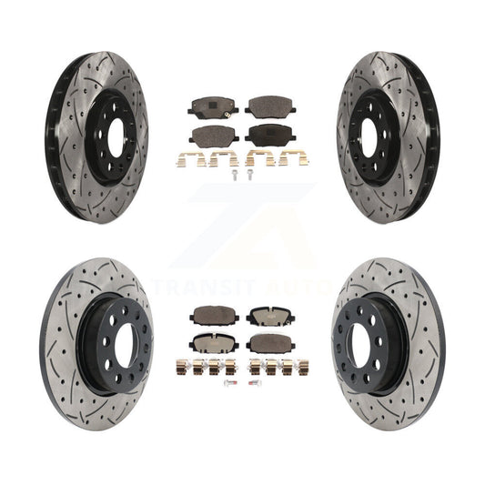 [Avant + Arrière] Kit de disque (percé rainuré revêtu) et plaquette (céramique) de frein pour Jeep Compass KDT-101100