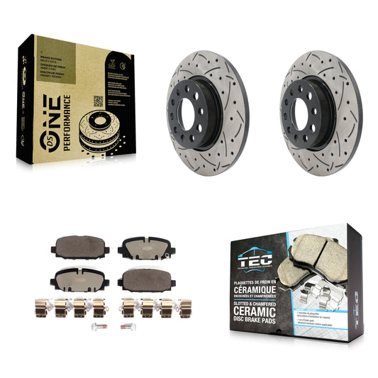 [Arrière] Kit de disque (percé rainuré revêtu) et plaquette (céramique) de frein pour Jeep Compass KDT-101103