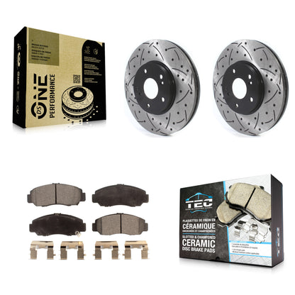 [Avant] Kit de disque (percé rainuré revêtu) et plaquette (céramique) de frein pour Honda Accord KDT-101105