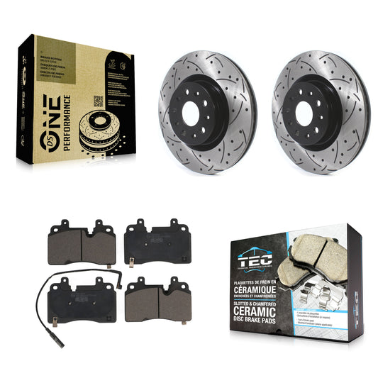 [Avant] Kit de disque (percé rainuré revêtu) et plaquette (céramique) de frein pour 2019-2020 Cadillac CT6 avec Heavy Duty Brakes KDT-101106