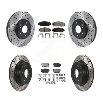 [Avant + Arrière] Kit de disque (percé rainuré revêtu) et plaquette (céramique) de frein pour 2006-2007 Honda Accord Hybrid avec 3.0L KDT-101109