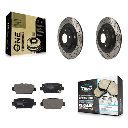 [Arrière] Kit de disque (percé rainuré revêtu) et plaquette (céramique) de frein pour Mitsubishi Eclipse Cross avec Manual Parking KDT-101113