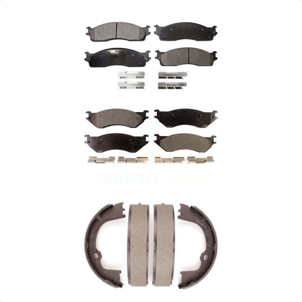 [Avant + Arrière] Kit de plaquette (semi-métallique) de frein pour 2007 Dodge Ram 1500 Extended Crew Cab Pickup avec 5 Lug Wheels KFN-100717