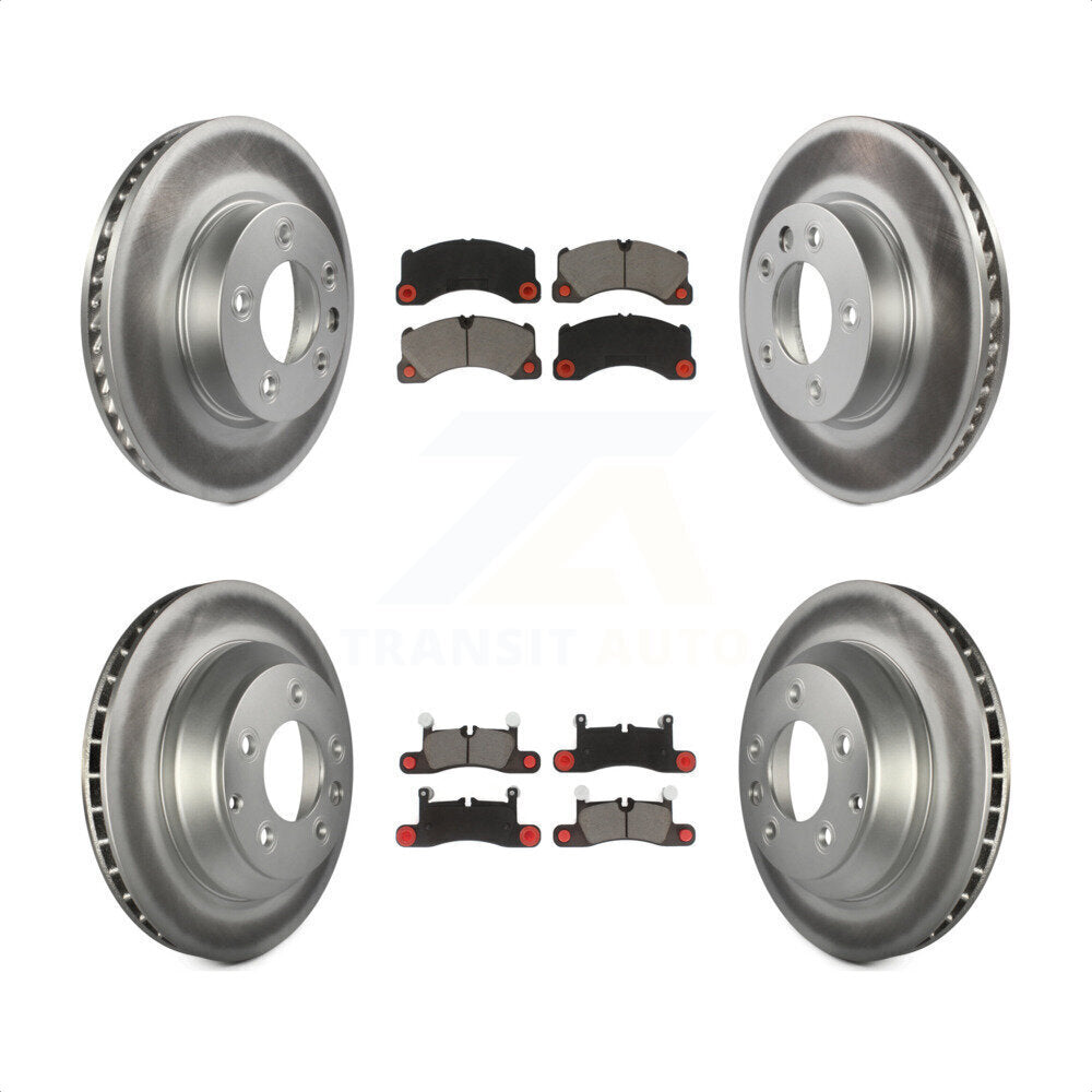 [Avant + Arrière] Kit de disque (revêtu) et plaquette (céramique) de frein pour 2016-2017 Volkswagen Touareg KGC-100005 par Transit Auto