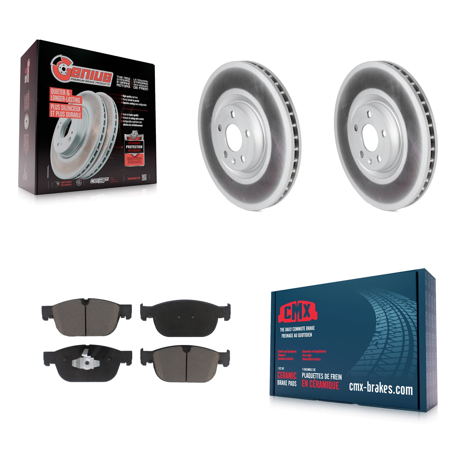 [Avant] Kit de disque (revêtu) et plaquette (céramique) de frein pour Volvo XC90 XC60 XC40 S90 V90 Cross Country V60 avec 345mm Diameter Rotor KGC-100081