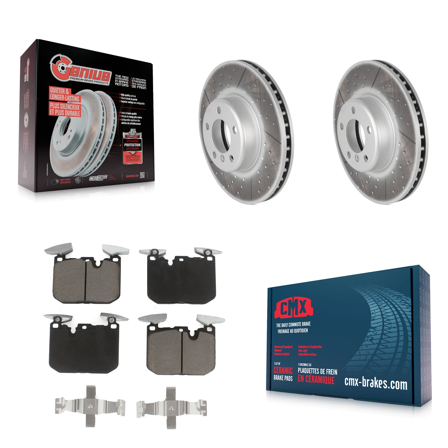 [Avant] Kit de disque (revêtu) et plaquette (céramique) de frein pour BMW 328i 428i 330i xDrive 335i Gran Coupe 228i 440i 340i M240i 435i 230i ActiveHybrid 3 GT KGC-100087