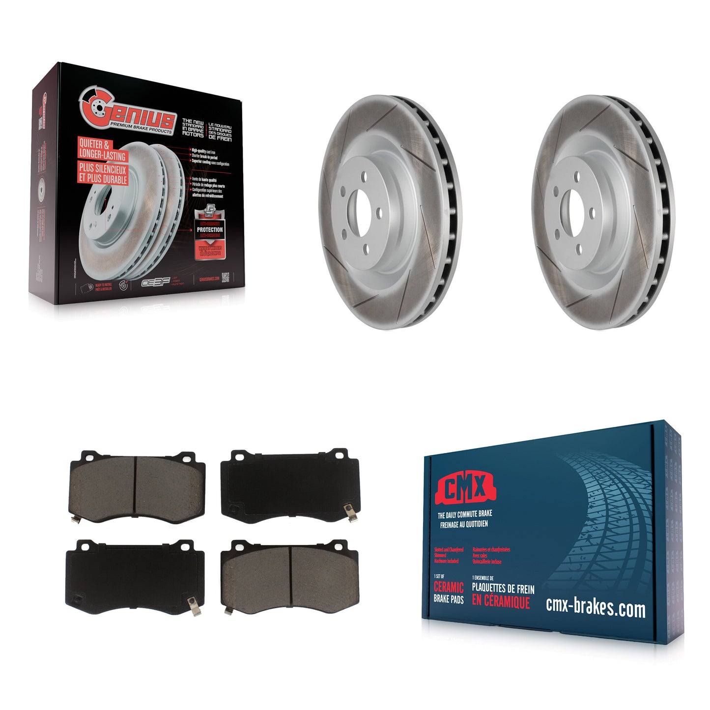 [Avant] Kit de disque (revêtu) et plaquette (céramique) de frein pour Dodge Charger Chrysler 300 Challenger Magnum KGC-100126