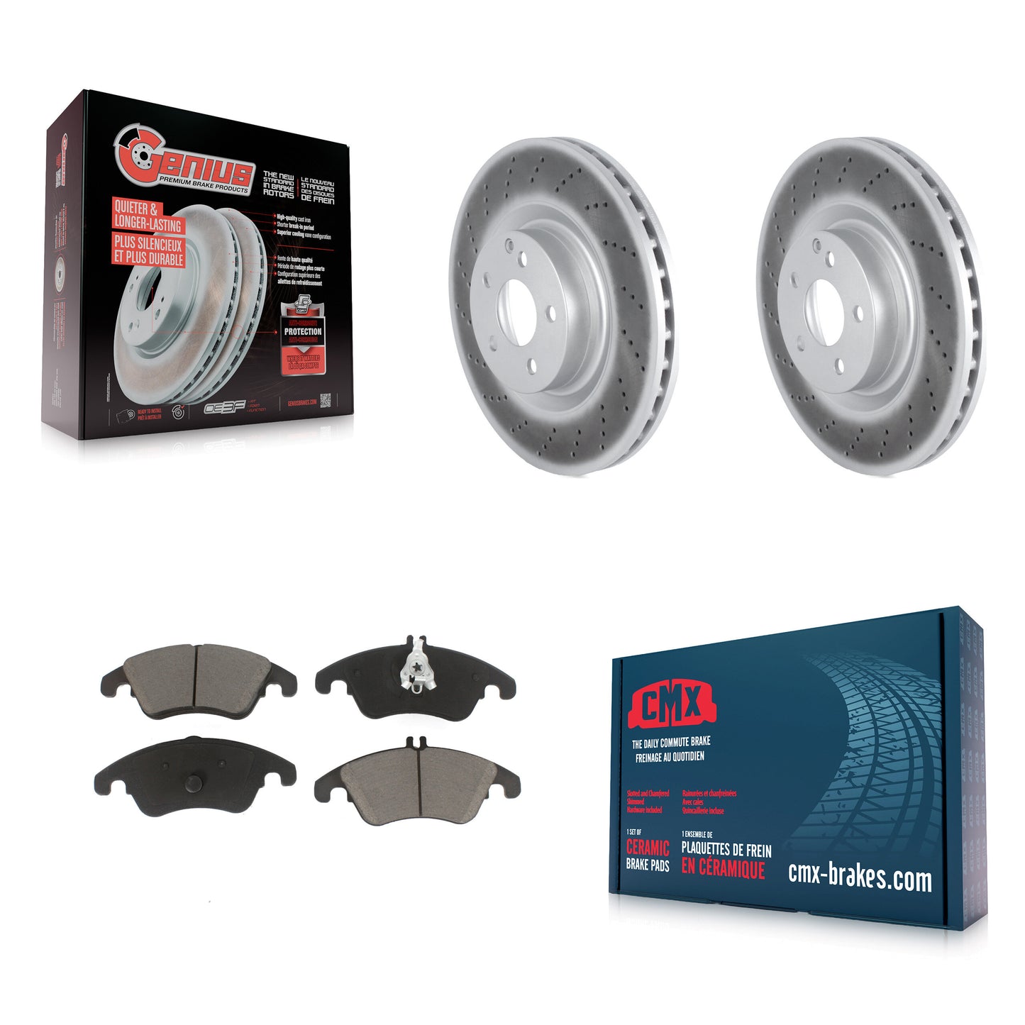 [Avant] Kit de disque (revêtu) et plaquette (céramique) de frein pour Mercedes-Benz C250 E400 E550 KGC-100171