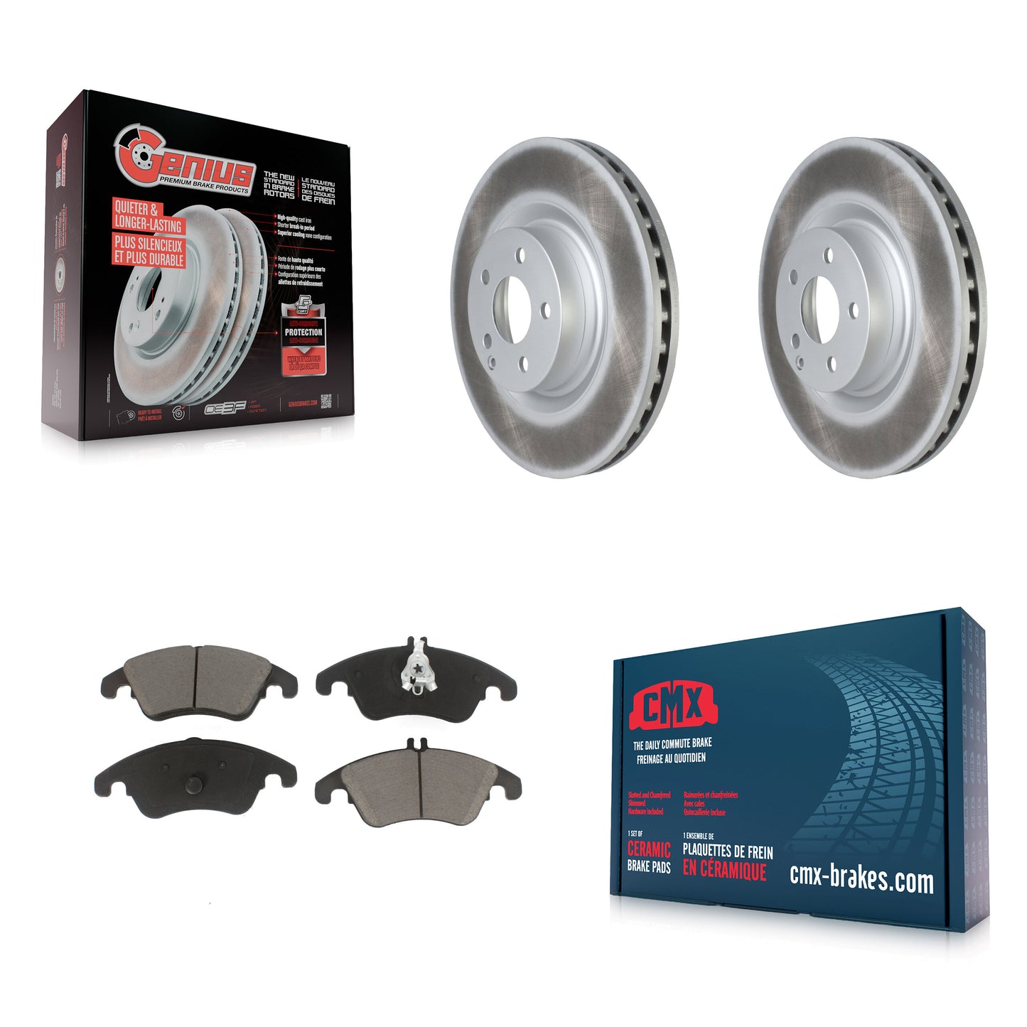 [Avant] Kit de disque (revêtu) et plaquette (céramique) de frein pour Mercedes-Benz C250 E400 E550 KGC-100172