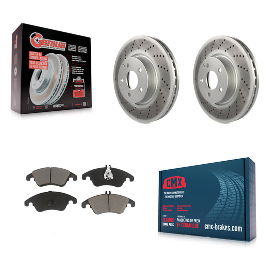 [Avant] Kit de disque (revêtu) et plaquette (céramique) de frein pour Mercedes-Benz E350 C300 C350 E400 E250 SLC300 KGC-100174