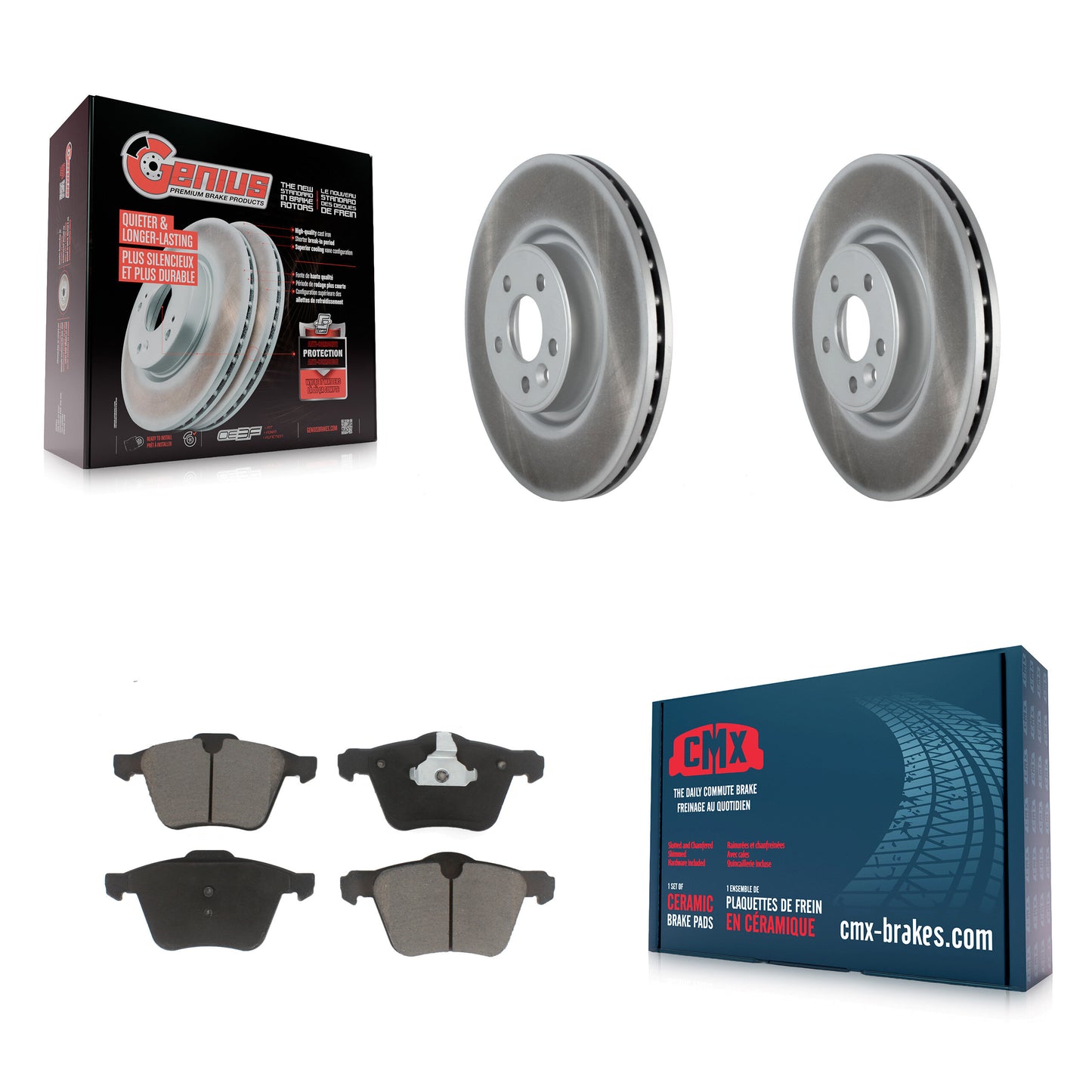 [Avant] Kit de disque (revêtu) et plaquette (céramique) de frein pour Volvo S60 XC70 S80 V60 V70 avec 336mm Diameter Rotor KGC-100182