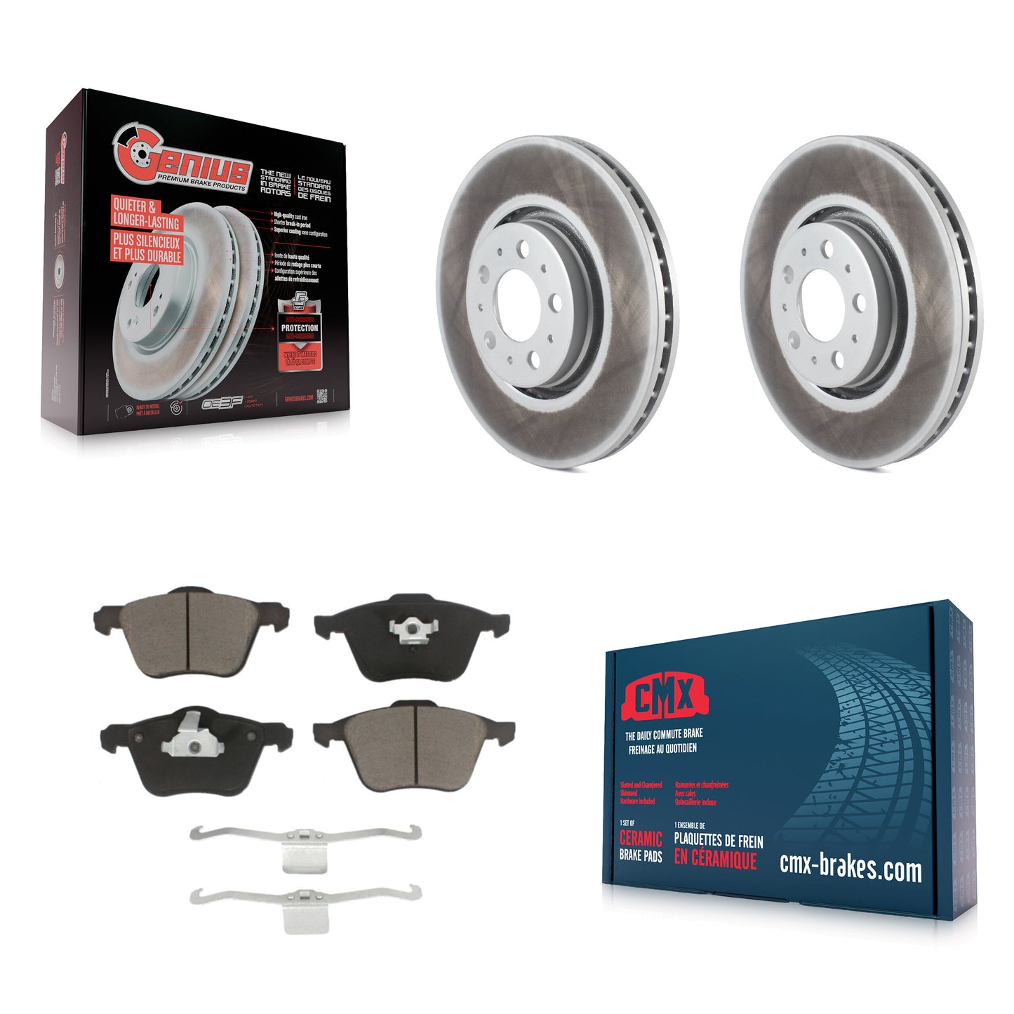 [Avant] Kit de disque (revêtu) et plaquette (céramique) de frein pour 2003-2014 Volvo XC90 avec 316mm Diameter Rotor KGC-100204