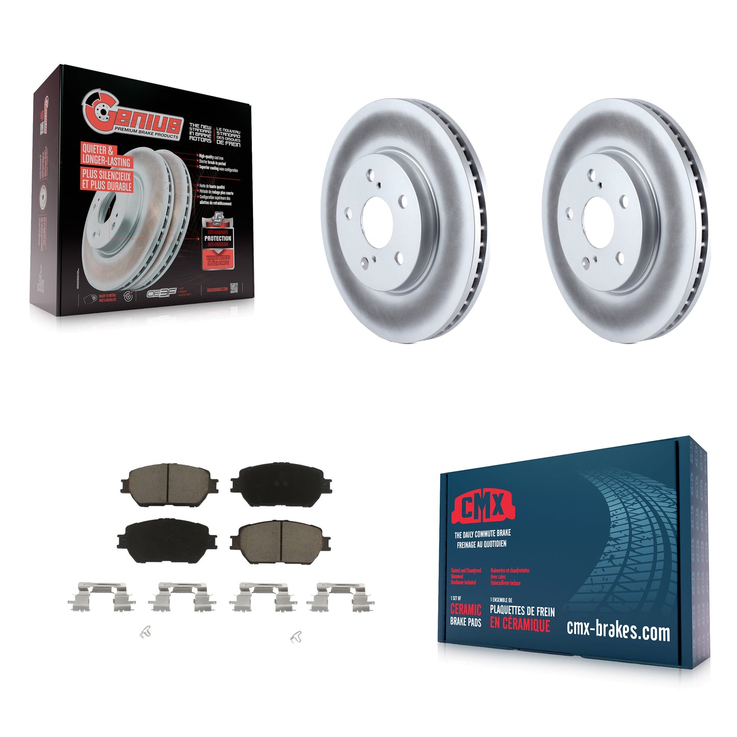 [Avant] Kit de disque (revêtu) et plaquette (céramique) de frein pour 2002-2004 Toyota Camry avec 296mm Diameter Rotor Straight Hat Design KGC-100217