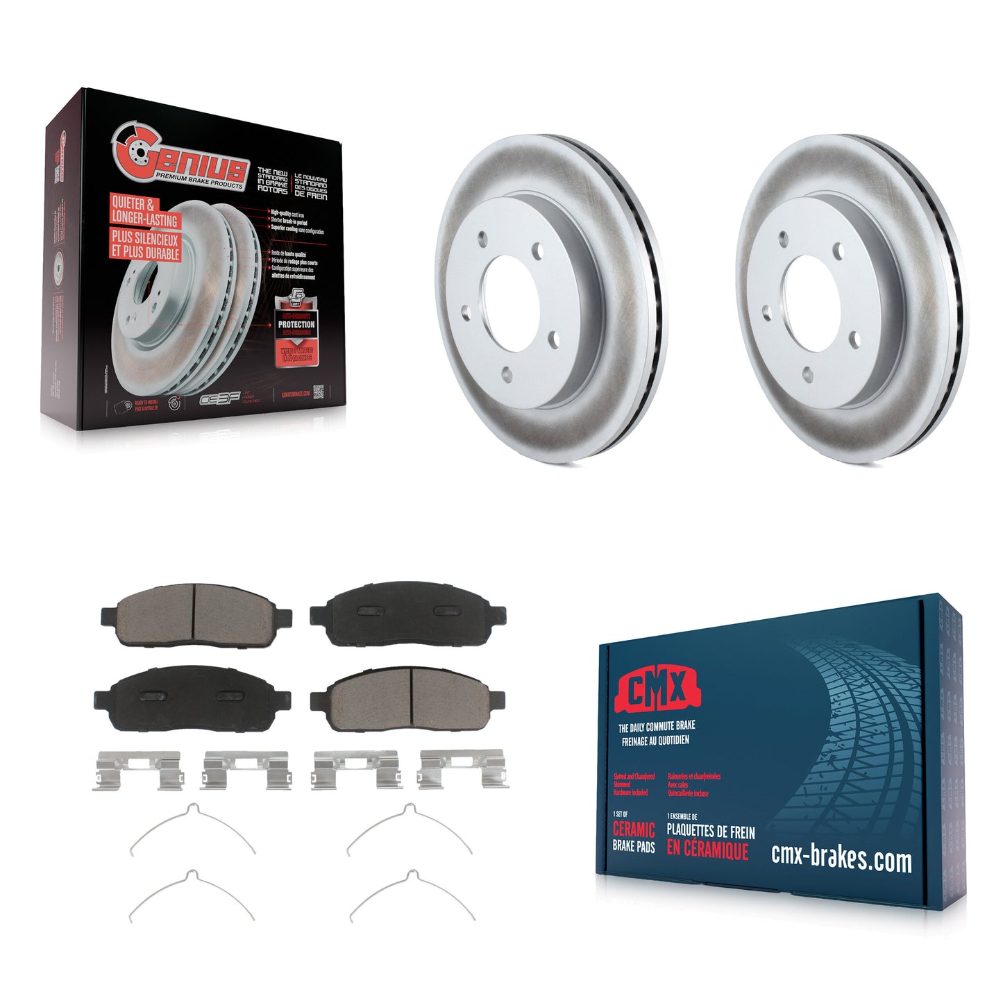 [Avant] Kit de disque (revêtu) et plaquette (céramique) de frein pour 2004 Ford F-150 4WD avec 5 Lug Wheels KGC-100221