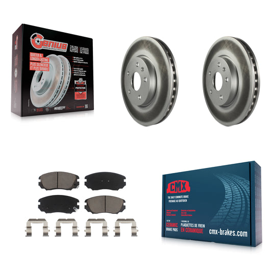 [Avant] Kit de disque (revêtu) et plaquette (céramique) de frein pour Chevrolet Equinox GMC Terrain Malibu Buick Impala LaCrosse Regal Limited Allure KGC-100225