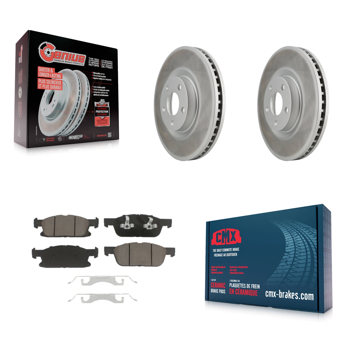 [Avant] Kit de disque (revêtu) et plaquette (céramique) de frein pour Ford Edge KGC-100232